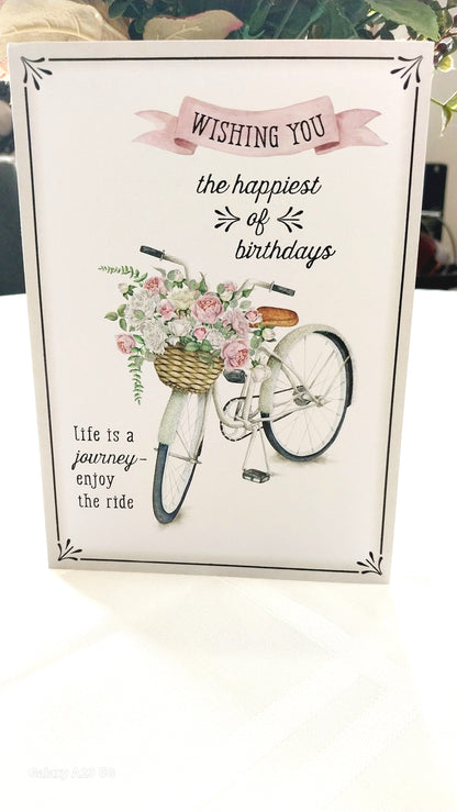 Cute Bicycle Happy birthday greeting card