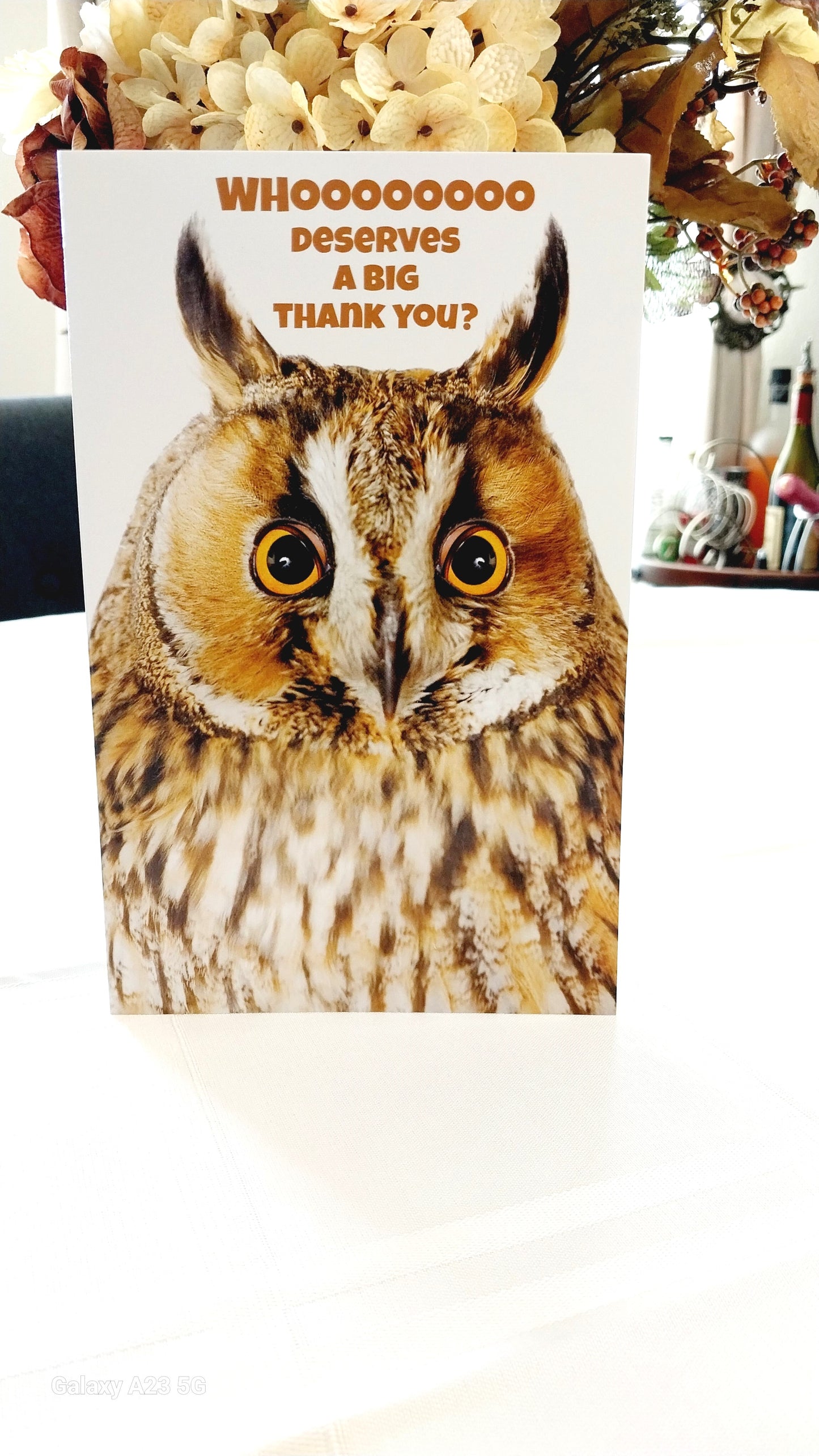 Owl Thank you greeting card.