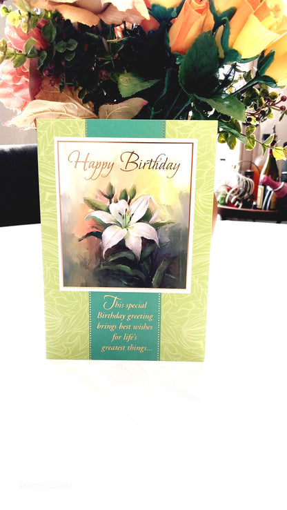 Unique flower Happy birthday greeting card